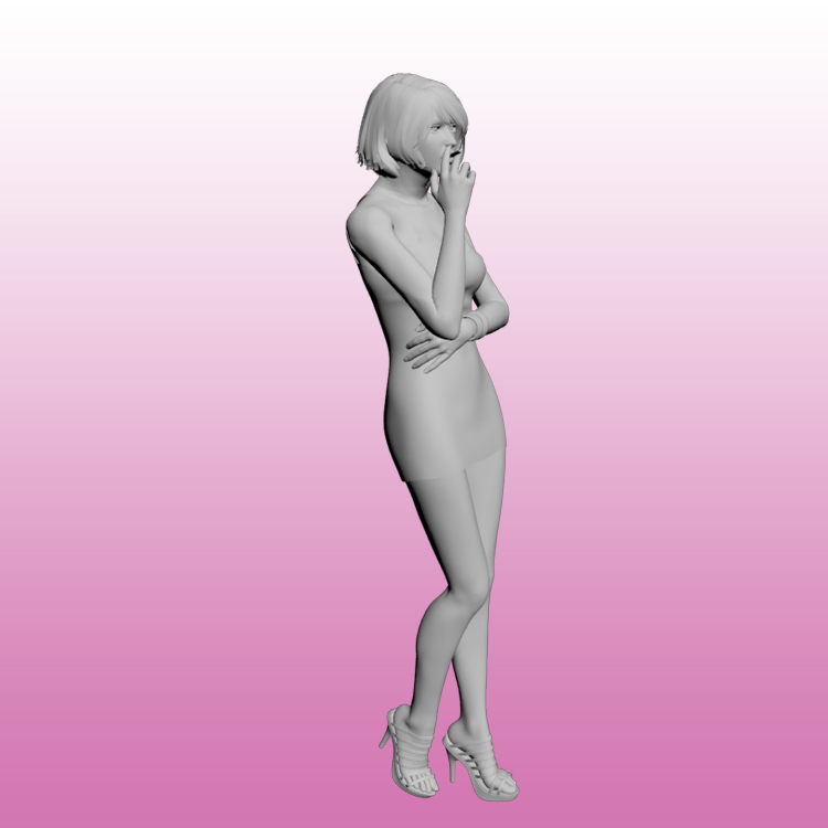 Smoking Girl 3D Model Woman